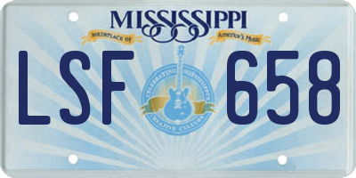 MS license plate LSF658