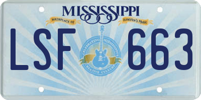 MS license plate LSF663