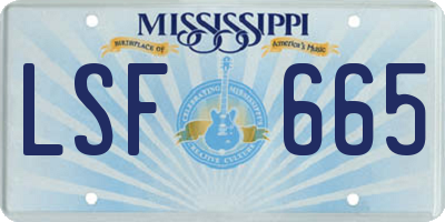 MS license plate LSF665