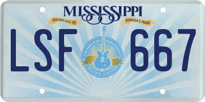 MS license plate LSF667