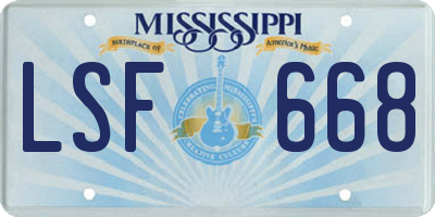 MS license plate LSF668