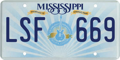 MS license plate LSF669