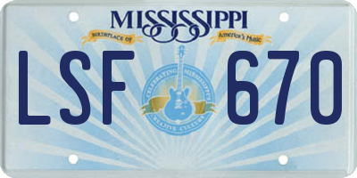 MS license plate LSF670