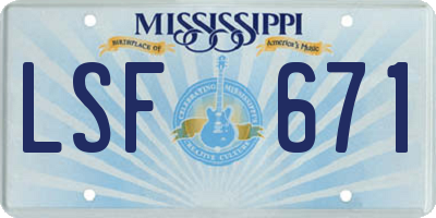 MS license plate LSF671