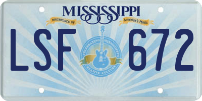 MS license plate LSF672