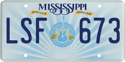 MS license plate LSF673