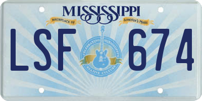 MS license plate LSF674