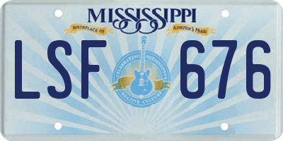 MS license plate LSF676
