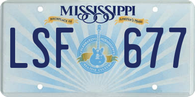 MS license plate LSF677