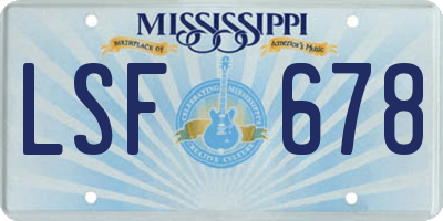 MS license plate LSF678