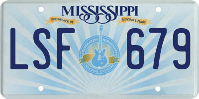 MS license plate LSF679