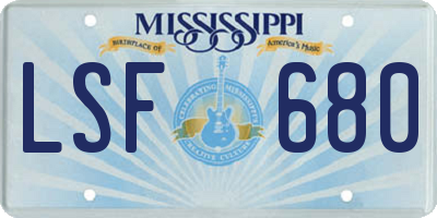 MS license plate LSF680