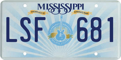 MS license plate LSF681