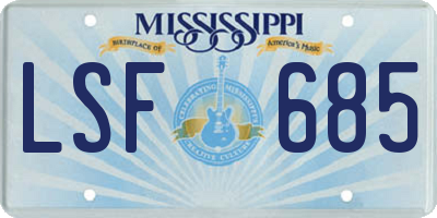 MS license plate LSF685