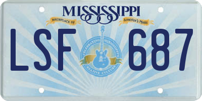 MS license plate LSF687