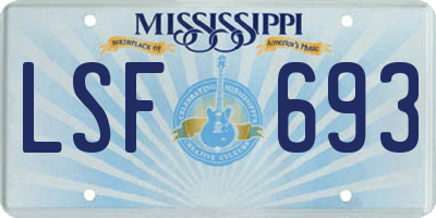 MS license plate LSF693