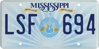 MS license plate LSF694