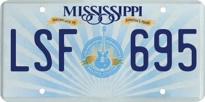 MS license plate LSF695