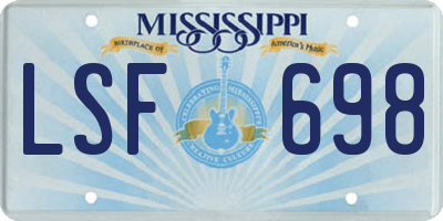 MS license plate LSF698