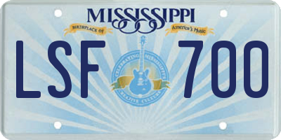 MS license plate LSF700