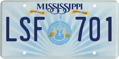 MS license plate LSF701