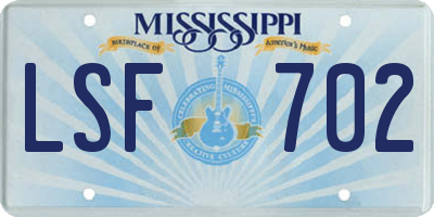 MS license plate LSF702