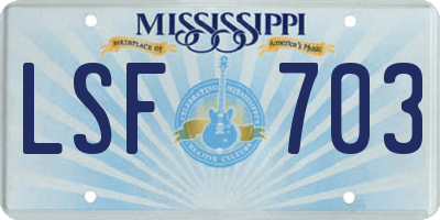 MS license plate LSF703