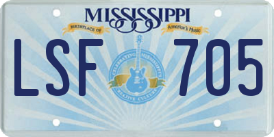 MS license plate LSF705