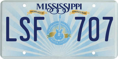 MS license plate LSF707