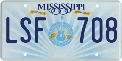 MS license plate LSF708