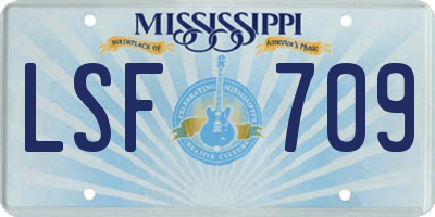 MS license plate LSF709