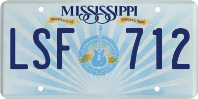 MS license plate LSF712