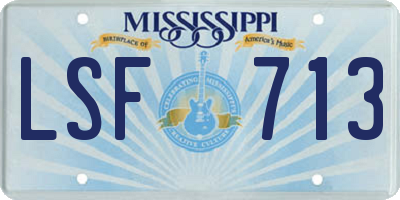 MS license plate LSF713