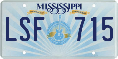 MS license plate LSF715