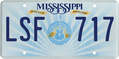 MS license plate LSF717