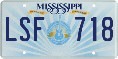MS license plate LSF718
