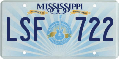 MS license plate LSF722