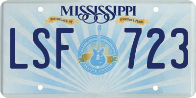 MS license plate LSF723
