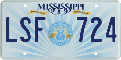 MS license plate LSF724