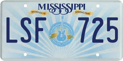 MS license plate LSF725