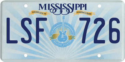 MS license plate LSF726