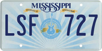 MS license plate LSF727