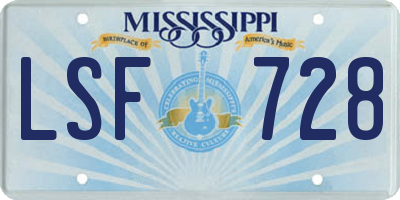 MS license plate LSF728