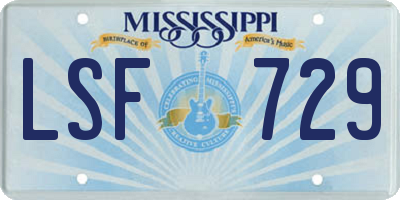 MS license plate LSF729