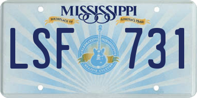MS license plate LSF731