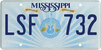 MS license plate LSF732