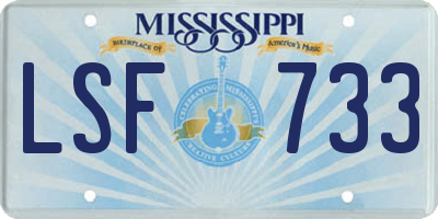 MS license plate LSF733