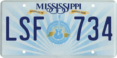 MS license plate LSF734
