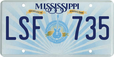 MS license plate LSF735
