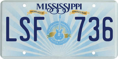 MS license plate LSF736